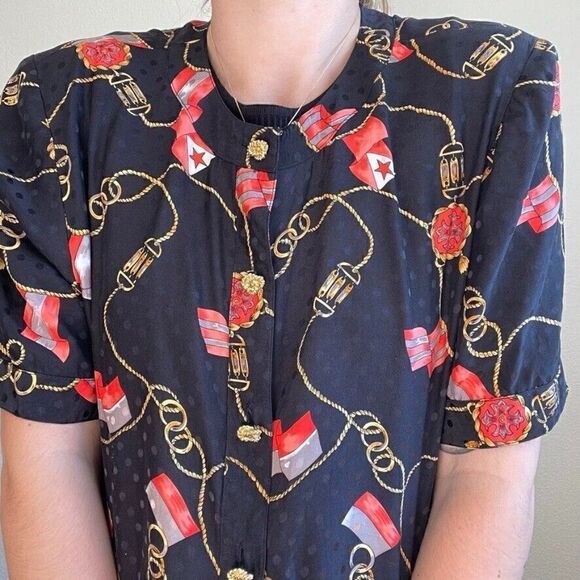 Vintage 80s Womens I. Magnin 100% Silk Button Down Lightweight Blouse Sz M - Picture 10 of 12